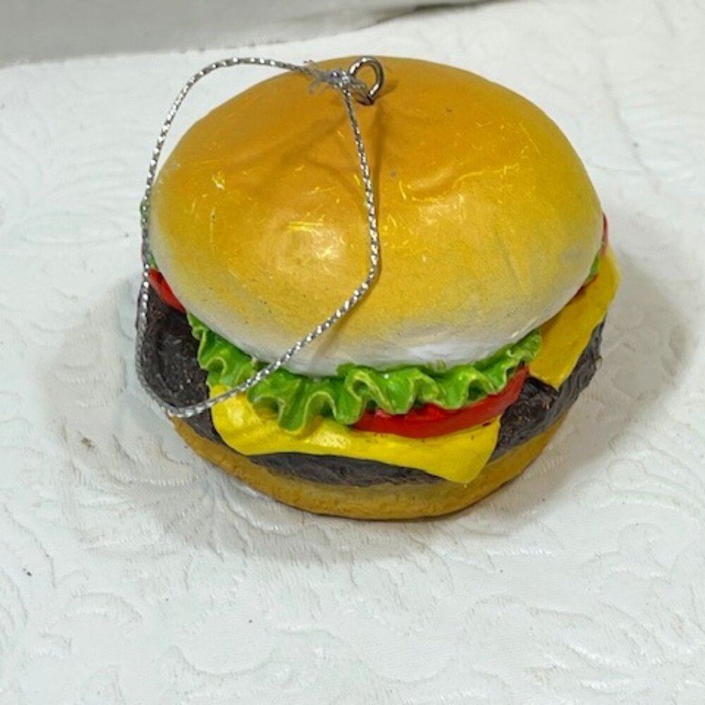 Cheeseburger Fast Food Sandwich Christmas Tree Hanging Ornament 2.5"